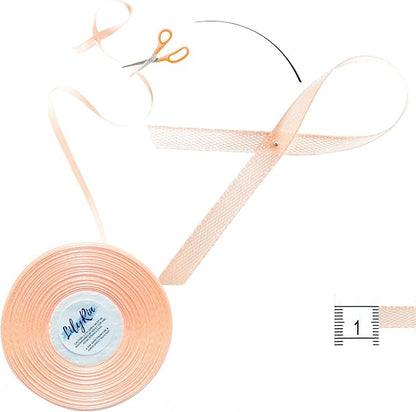 Pale Peach Ribbon 1/4 Inches 36 Yards Satin Roll Perfect - Image 3