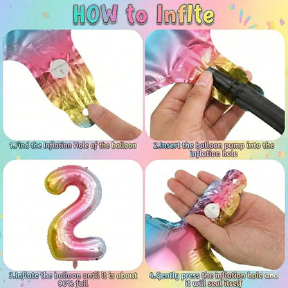 Rainbow Ombre Number 2 Balloon 40 Inch, Pastel Foil - Image 5