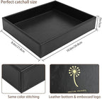 Leather Valet Organizer for Men – Black Catchall for Wallet, Keys, EDC, Jewelry, and Perfume – Nightstand, Dresser, and Bathroom Vanity Storage