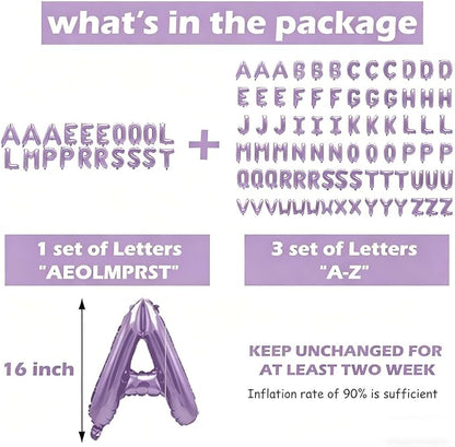 98 Pcs Pastel Purple Letter Balloons, Custom 3 Set A-Z Set - Image 3