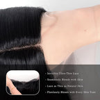 BrittyHair Black Long Straight Wig for Women 26 Inches Synthetic Layered Wig Black Lace Front Synthetic Wig Middle Part Black Straight Wig for Daily Cosplay Party Use(#1B Natural Black, 26 Inch)