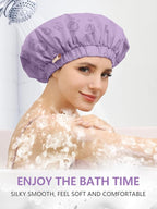Years calm Reusable Waterproof Shower Caps for Women, Hair Caps for Showers, Double-Layer Elastic Design, for All Hairstyles, Travel-Friendly (Purple)