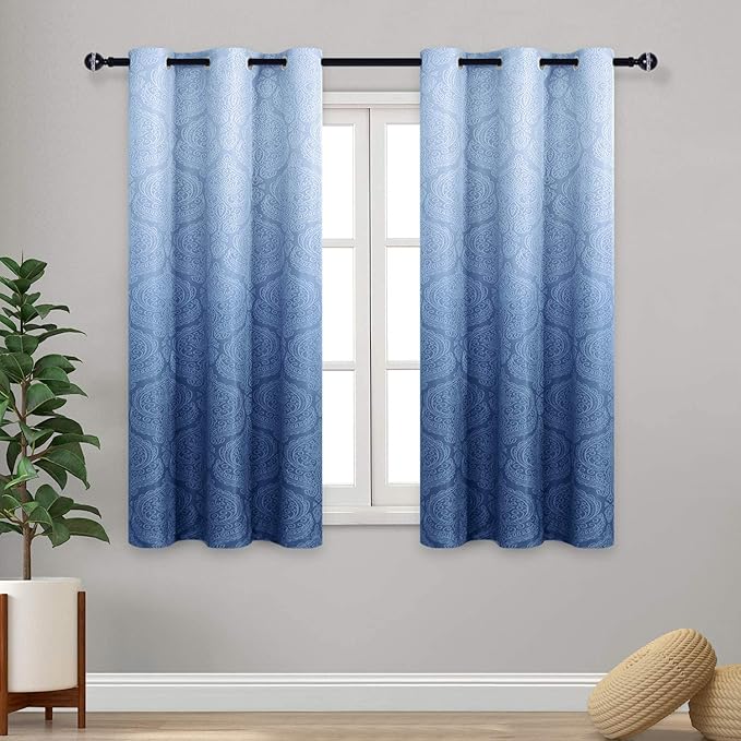 DWCN Navy Blackout Damask Curtains by DWCN