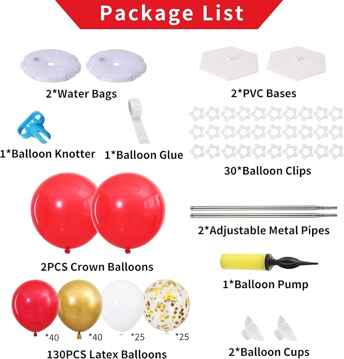 Red and Gold Balloon Column Stand Kit Set of 2 - Image 3