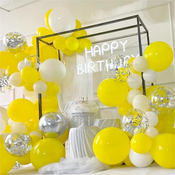 130pcs 18 12 10 5 Inch White and Yellow Balloons Garland Arch Kit | Different - Image 5