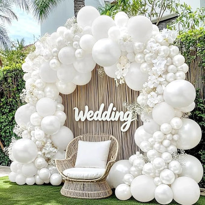 White Balloon Arch Garland Kit, Double Stuffed Beige Cream Balloons Pearl White by DOUBLELAYERBALLOON