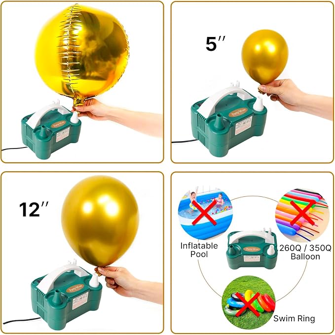 PartyWoo 110V 600W Electric Balloon Pump, Portable Balloon Inflator, Dual - Image 4