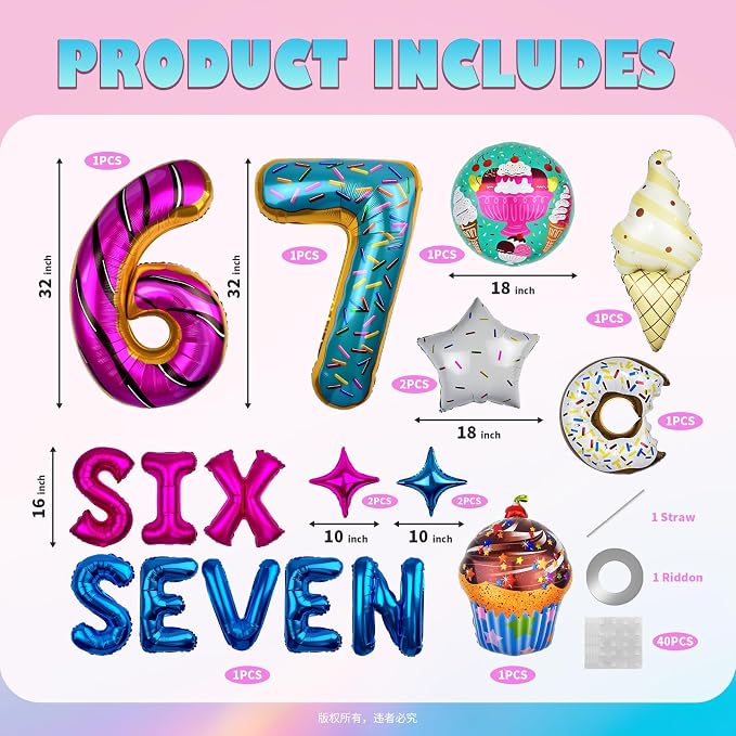 6 7 Birthday Decorations, 6 7 Balloons - Image 2