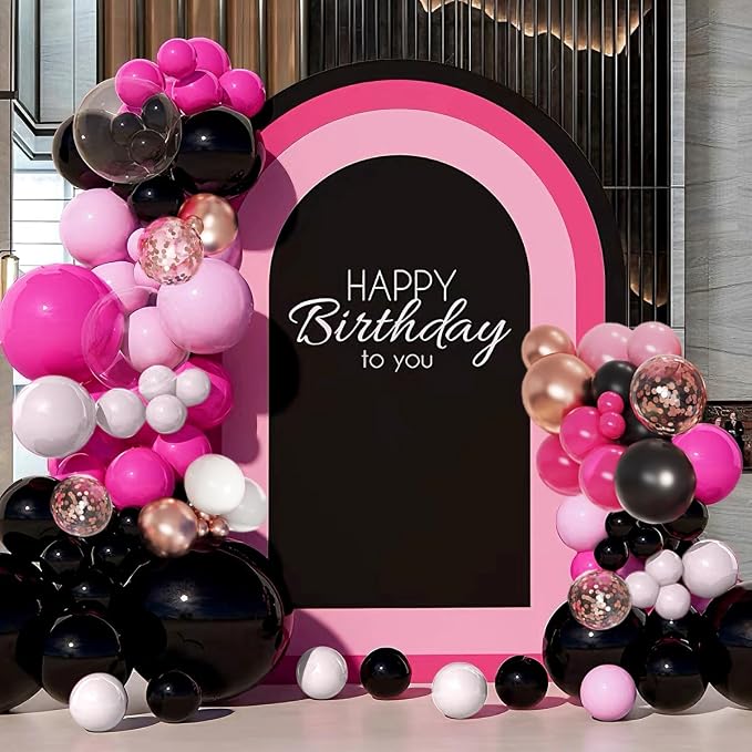 MEBAY Hot Pink Black and Gold Balloon Arch Kit - Image 7
