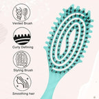 Curly Defining Brush, 1-Pack Vented Hair Brushes Blow Dry and Wet Detangling Curly Styling Hair Brush (Light Green)