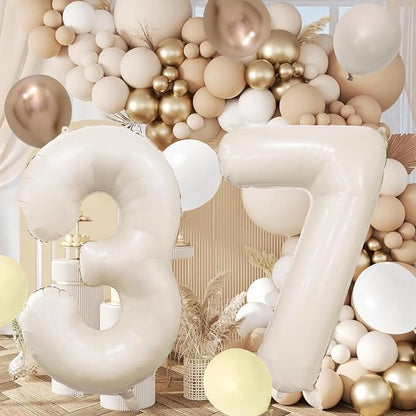 Cream Number 3 Balloon 40 Inch Beige Nude Number 3 Balloon - Image 5