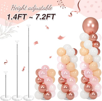 Jenaai 2 Sets 163 Pcs Pink Metallic Rose Gold Balloons Column Stand Kit Bridal - Image 5