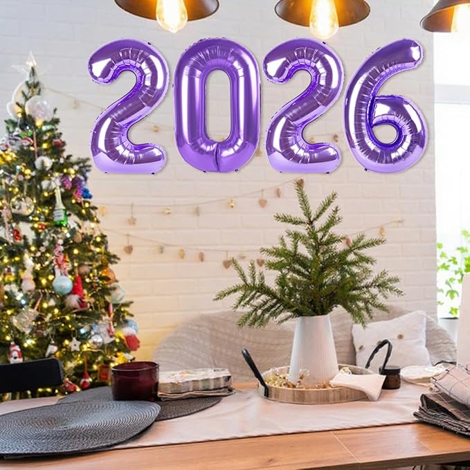 2026 Balloon Numbers Party Decorations, 40In Purple Balloons | Eye-catching - Image 3