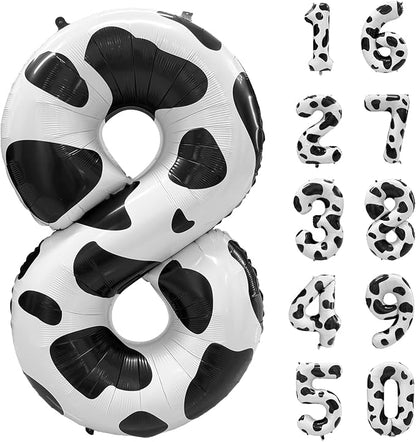Cow Print Number Balloons, Large Foil Number 8 Balloon 40 Inch Cow Balloon by Yeodong
