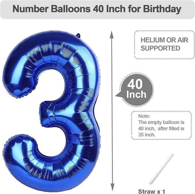 Numbers 12 Balloon 40Inch Blue Balloons - Image 5