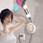 Blow Dryer Holder Wall Mounted 5x13.2 Inch Plastic Hair Dryer Stand Hands Free with Bendable Neck Blow Dryer Stand with Hooks & Foldable Bracket for Bathroom Organization Wall Mounted Hair Dryer Blow