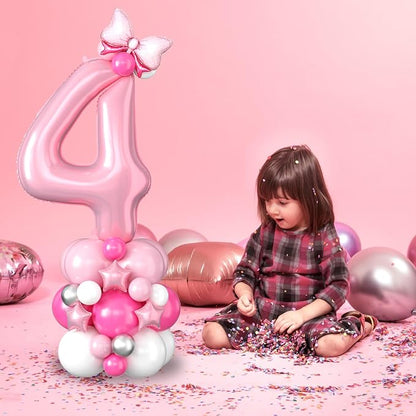 40 Inch Pink Number 4 Balloon for 4th Birthday Decoration Pastel Baby Pink - Image 3