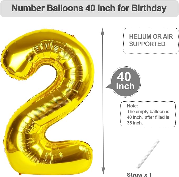 Number 1 Balloons 40 Inch Gold Balloon Birthday Decorations - Image 5