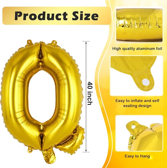 Gold Letter Q Balloons, 40 Inch Large Foil Letter Balloons, Custom Phrase - Image 2