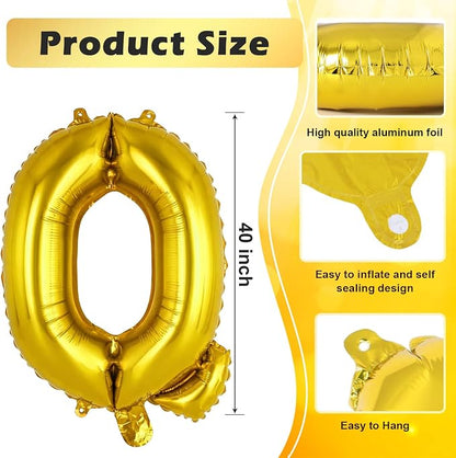 Gold Letter Q Balloons, 40 Inch Large Foil Letter Balloons, Custom Phrase - Image 2