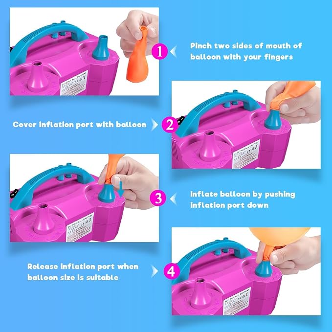 Electric Balloon Pump, Portable Electric Air Balloon Pump Dual Nozzle Air - Image 3