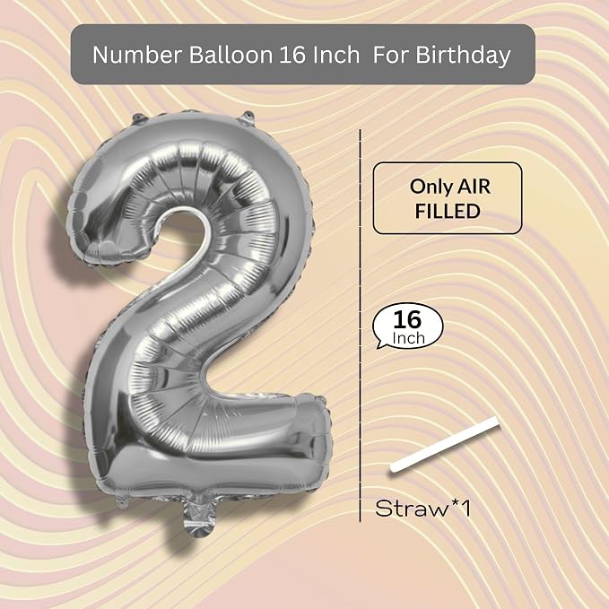Candy Blue Number Balloon 2 Mylar Foil Balloons 16 Inch - Image 8