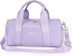 Small Sports Gym Bag for Women Girls Kids Duffle Bag for Fitness Workout, Travel, Dance, Ballet, Swim with Shoes Compartment & Waterproof Pocket, 16" Cute Purple