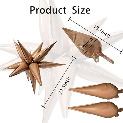 6Pcs Brown Star Balloons Boho Birthday Decorations Explosion Mylar Balloons | - Image 7