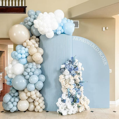 Dusty Blue White Sand Balloon Arch Garland Kit 141pcs Slate Fog Baby Blue Sand - Image 4