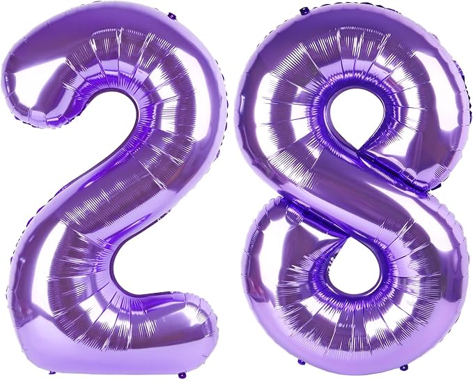 28 Balloon - Purple Birthday Number Balloons, 40 Inch Decorations Men Women | by ALPHADELTAPI