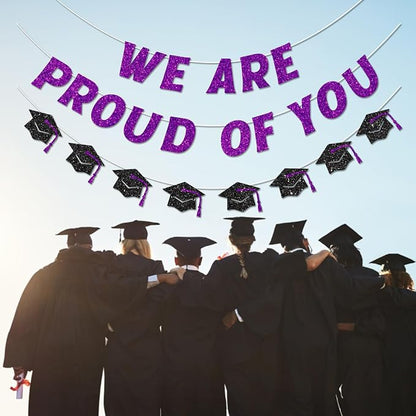 We Are So Proud of You Banner Pre-strung Purple Graduation Decorations Class of - Image 5