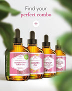 Leven Rose Organic Rosemary Hair Growth Oil with Castor, Rosemary, Peppermint, Jojoba, Argan, Pumpkin Seed, Horse Tail Extract, Evening Primrose for all Hair Types, Natural, 2 oz