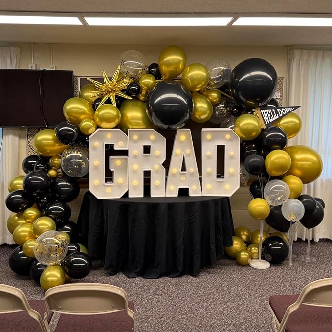 Balloons Black Gold, 60 Packs 12 Inch Black Metallic Chrome Gold Latex Balloons - Image 4