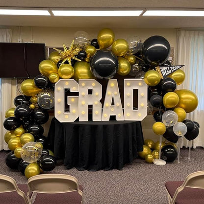 Balloons Black Gold, 60 Packs 12 Inch Black Metallic Chrome Gold Latex Balloons - Image 4