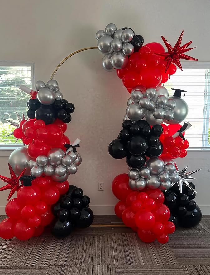 Red and Black Balloon Arch Garland Kit, Glitter Confetti Balloon, Star Balloons - Image 6