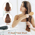 Sofmild Mini Detangling Hair Brush for Women/Kids Wet Curly Hair - Small Compact Travel Size Bamboo Brush for Purse, Vacation & Car, All Hair Types