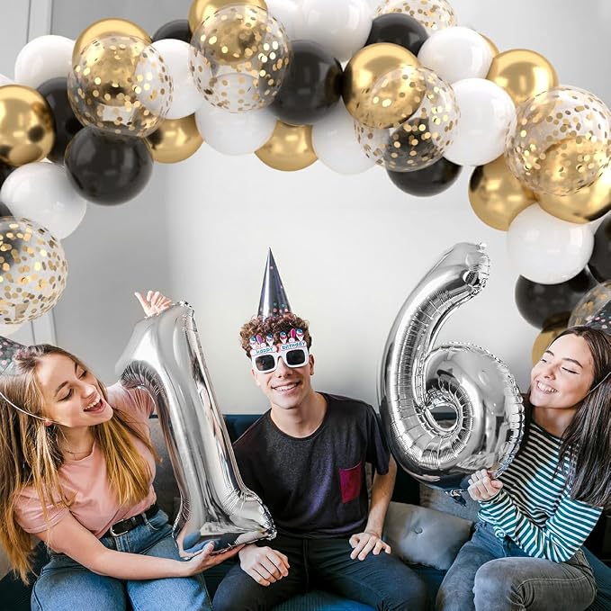 Patimate Black Gold Confetti Balloons Set - Image 7