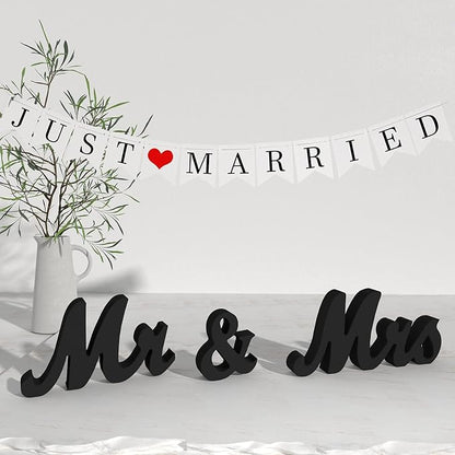VIOPVERY Wooden Mr & Mrs Wedding Sign - Image 6