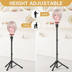 Relx Wig Head Stand - Adjustable Mannequin Head Stand - Wig Stand for Styling - Wig Stand Tripod for Cosmetology Hairdressing Training (Head Not Included)