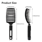 Hair Brush, 2 Pack Boar Bristle, Vented, Curved, Fast Blow Drying, Detangling, Shine & Smooth, All Hair Types, Unisex, Pink & Black