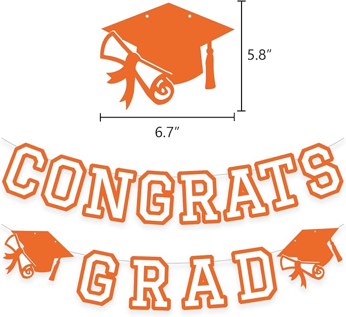 Congrats Grad Banner Graduation Party Banner Decoration Hanging Garland High - Image 2