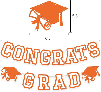 Congrats Grad Banner Graduation Party Banner Decoration Hanging Garland High - Image 2