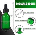 12 Pcs, 1oz Glass Dropper Bottle, Leakproof Tincture Bottles with Dropper, Green Reusable Eye Dropper Bottle for All Kinds of Liquids (Green, 1oz-12pcs)