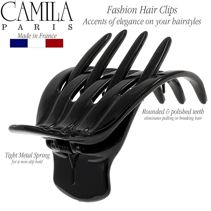 Camila Paris CP3538 French Hair Clip for Women, Hair Side Clips, 2.5 Inch Girls Hair Claw Clips Jaw Fashion Durable Styling Hair Accessories for Women, Strong Hold No Slip Grip, Made in France
