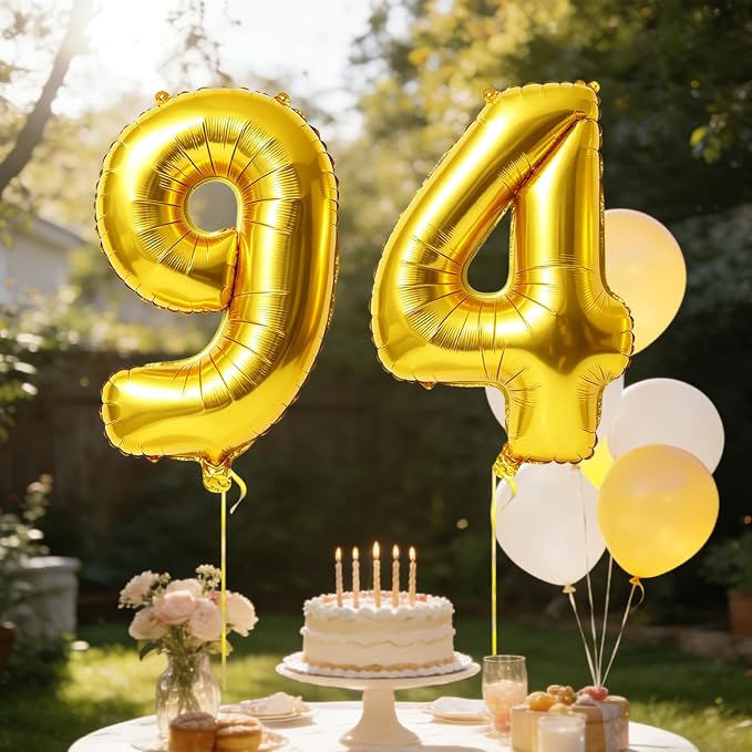40 Inch Number 94 Balloons for 94th Birthday Party Decorations, 0-100 Gold - Image 3