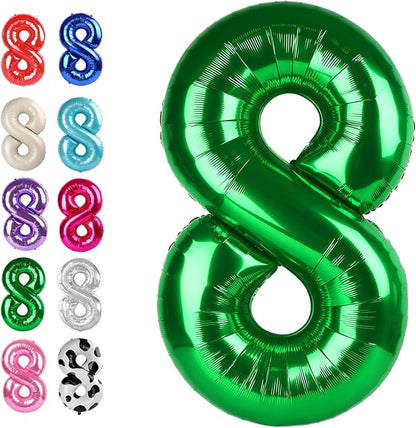 Green Number 8 Balloon 40 inch, Balloon numbers party supplies, deco photo shoot by Upgesy