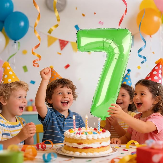 40 Inch Number 7 Balloons for 7th Birthday Party Decorations, 0-100 Fruit Green - Image 2