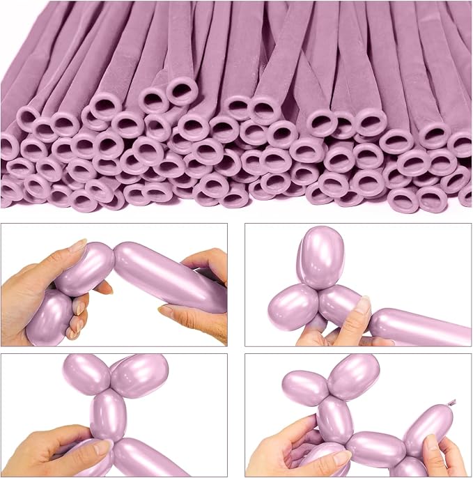 LXZFCRG 260 Long Balloons, Shiny Metallic Latex Twisting Balloon - Image 3