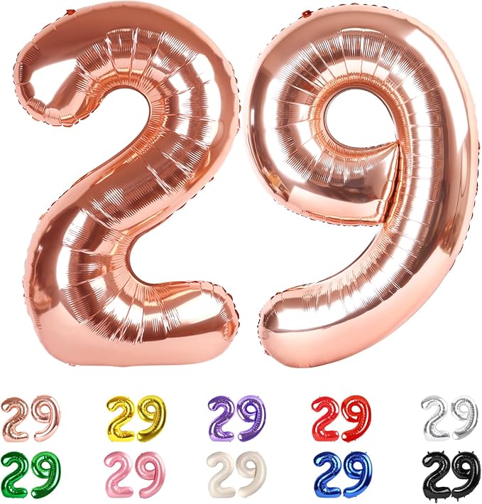 40 Inch Number 29 Balloon for 29th Year Old Birthday Decorations, Rose Gold | by Mluchee