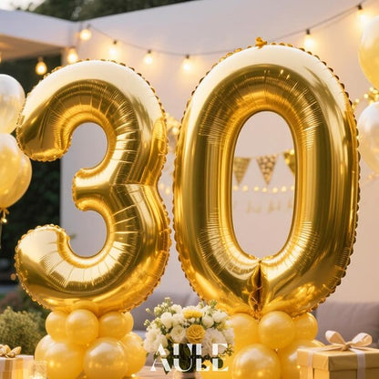 AULE 40 Inch Gold 30 Balloon Number Foil 0-9 Birthday Big Numbers | Birthday - Image 3
